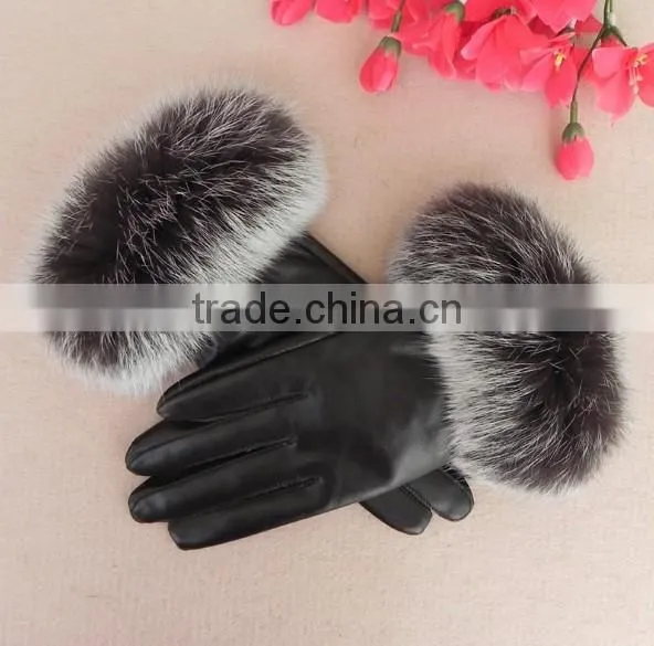 lady fashion sheep leather gloves