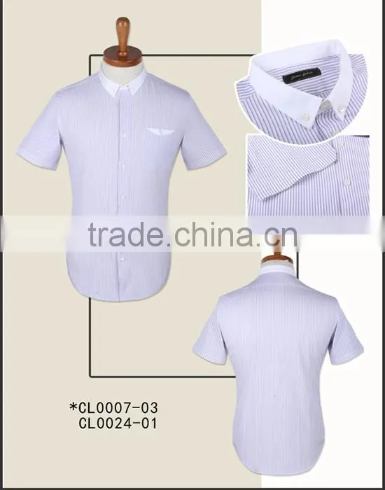 High Quality 100% Cotton new design men slim fit short sleeve dress shirt for summer
