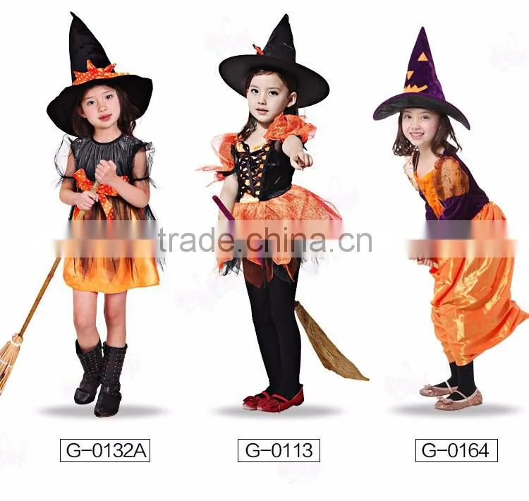 Fashion baby halloween holidays lace tutu pumpkin costume for girl