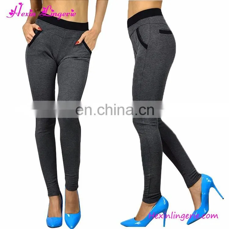 2017 Oem Stretch Grey High Waisted casual trousers women's pants