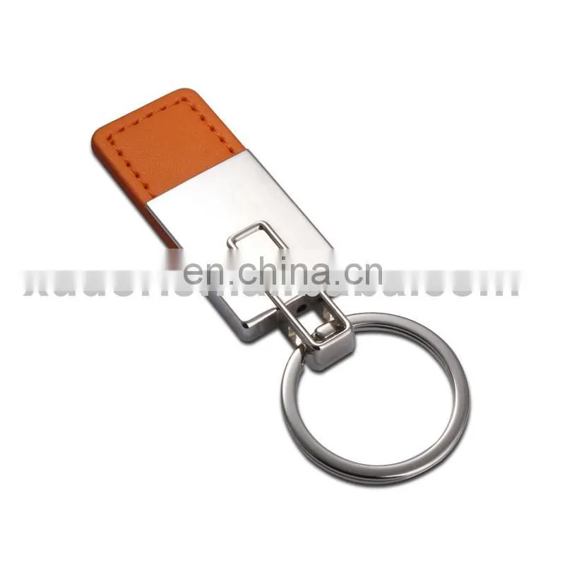 2017 Promotional cheap metal and leather keychain