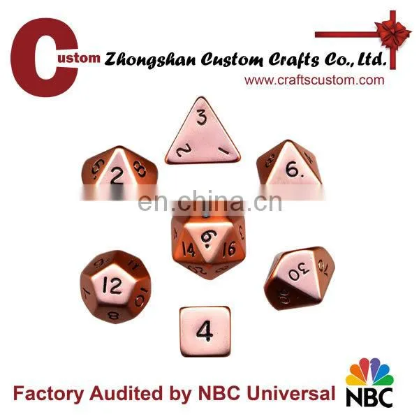 Custom factory price RPG game dice sets in bronze material