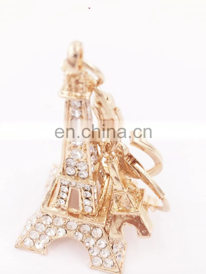 Metal Crystal Iron Tower Keychain Handbag Decoration Fashionable Delicate Gift