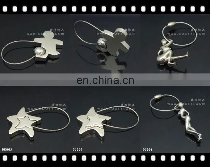 Matte Silver Heart Shape Wire Rope Metal Key Ring/Key Chain/Key Holder