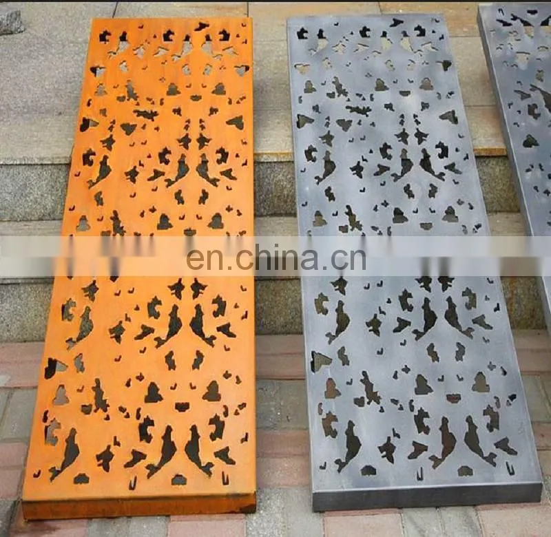 Customized high quality laser cutting corten rusted steel screen