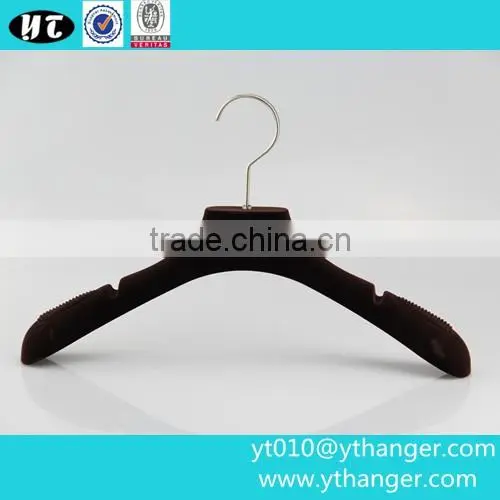 YY0448 custom blue velvet suit hanger velvet plastic hanger with logo
