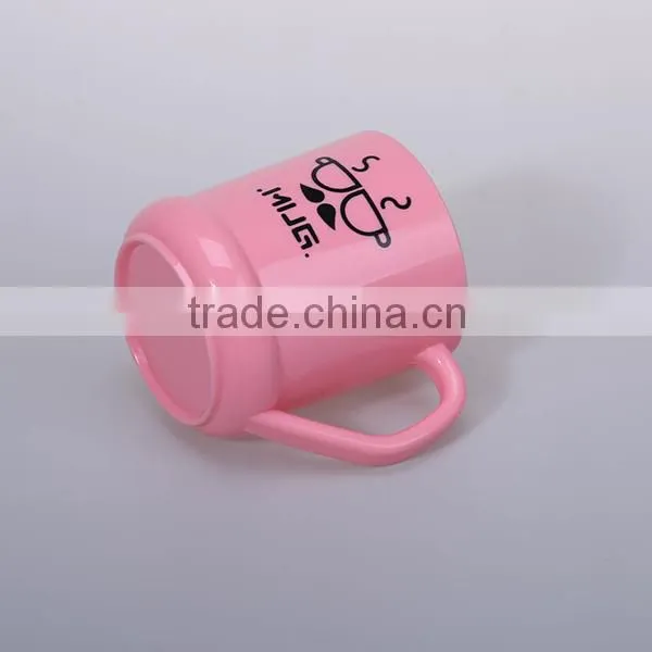 Plastic funny printed red coffee cups with handle