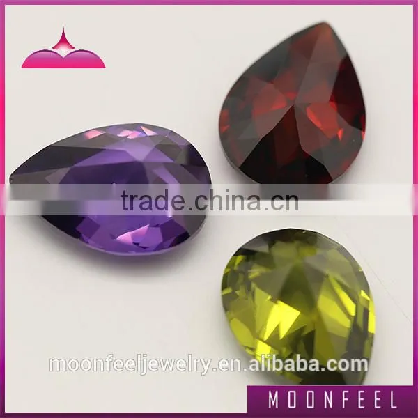 hot sale multi color pear checkerboard cut cz gemstone