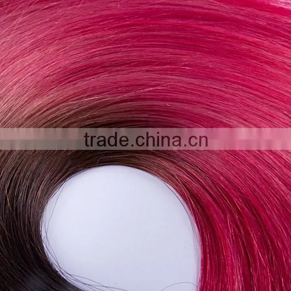 Ombre colored lace full head Russian Brazilian Indian remy human clip in hair extensions