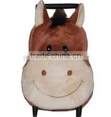 lovely kids trolley plush school bag/kids school bag with wheels