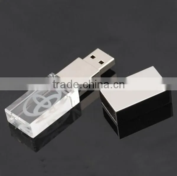 LED red green blue white light USB flash driver crystal usb flash driver