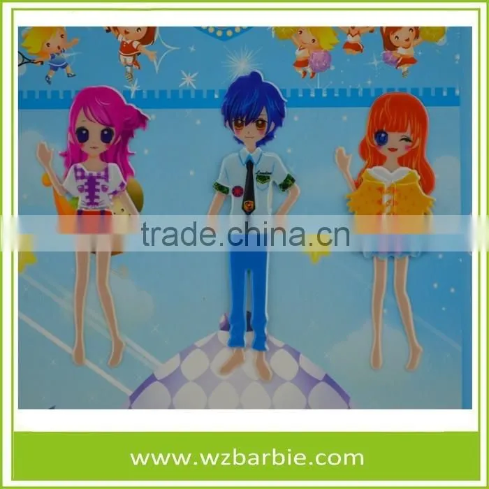 Eco-friendly Removed And Repeatedly 3D Change Clothes Puffy Sticker