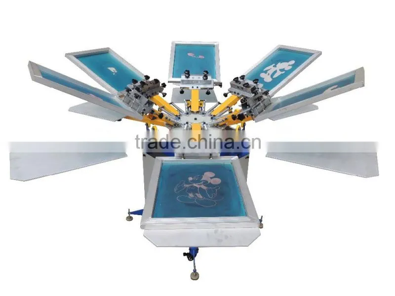 newman full set 6 color 6 station rotary manual screen printing press
