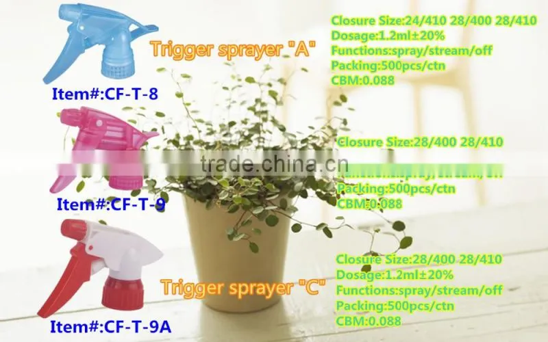 Professional supplier best price dosage 1.2cc plastic spray pump trigger sprayer series C with new design in any color