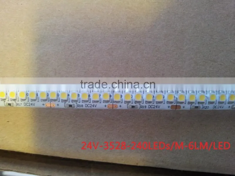 DC 12V/24V SMD 3528 60LEDs/M 4.8 watt per meter white PCB with CE/RoHS/LVD 3528 led strip