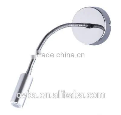 1W 3W LED wall lamp for hotel bedside reading lamp with flexible gooseneck 110V 220V on/off switch