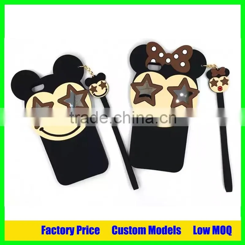 Silicone mobile 3d phone case for Apple iphone 6 4.7 cell phone cover case back cover with glasses