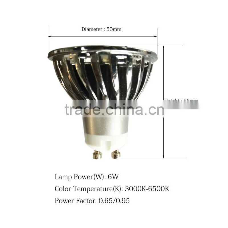 China Supplier 160Degree RoHS CE GU10 Aluminum Cover Spot LED 6W Indoor