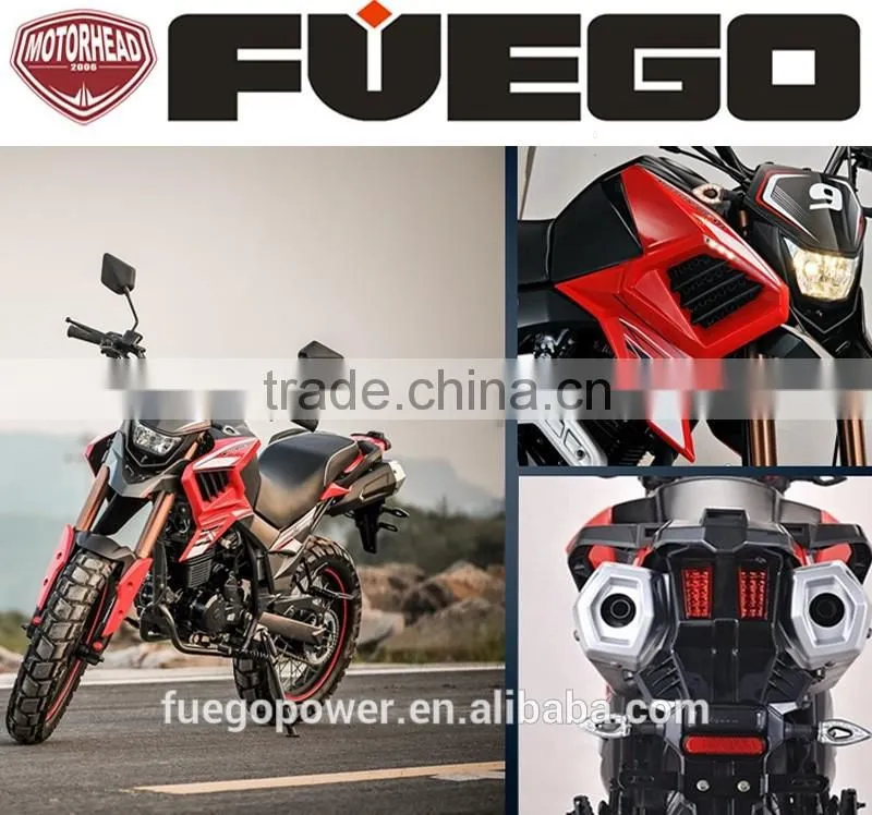 200cc 250cc Dual Sports Enduro Motorcycle LED Lights Inverted Shock Double Muffler 6Speed Air Cooled Electric Start
