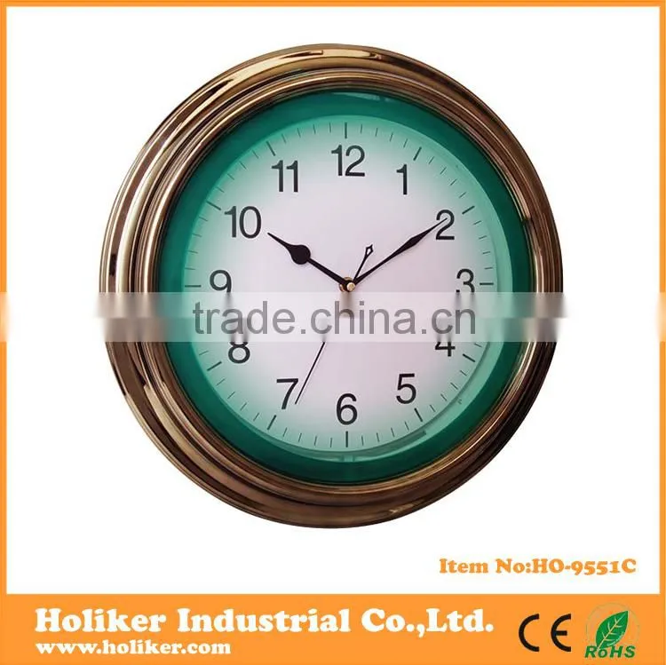 14inch green neon wall clock with custom logo printing on dial