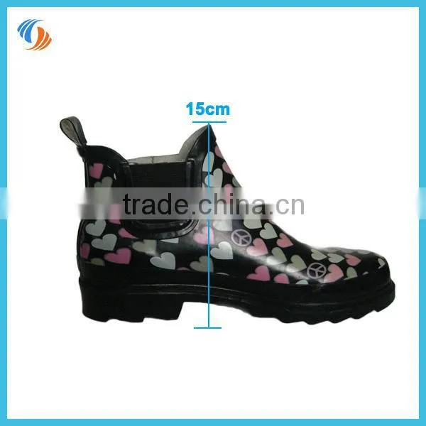 Women Printing Chelsea Boots Rubber Boots Ankle Wellies