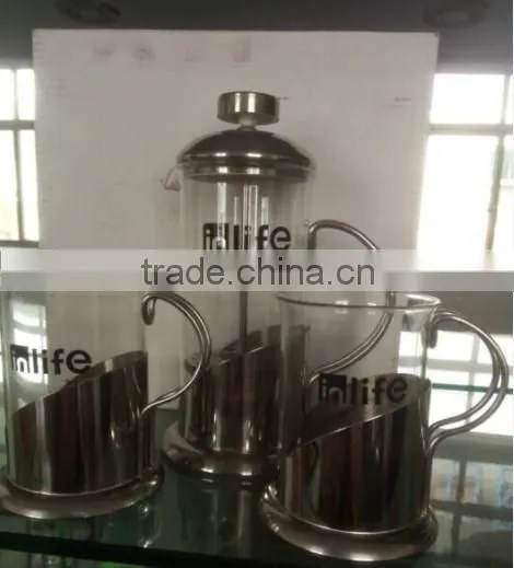 wholesale borosilicate glass coffee plunger in Wuxi with customized logo