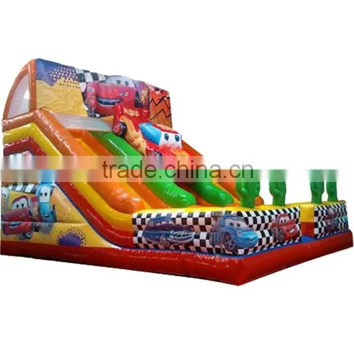 new desined giant commercial grade two lane inflatable dry slide for adults and kids for sale,inflatable cars dry slide