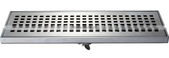 Stainless steel linear shower floor drain with wedge wire grate