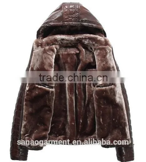 2015 newest Business casual men's thicken lapel sheepskin leather jacket