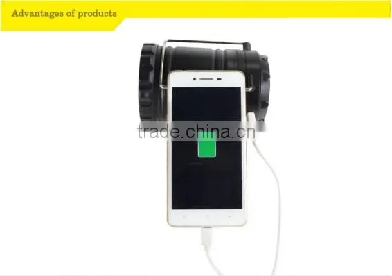 Portable&rechargeable led solar camping light with cellphone charger