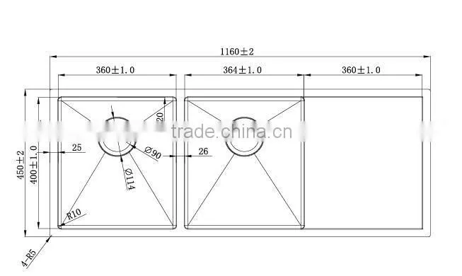 Wholesale Brushed surface treatment customized hole single bowl stainless used apron front sinks