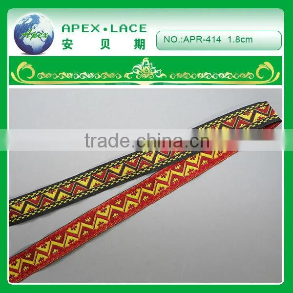 APR415 New arrival Embroidered on Pink Jacquard woven ribbon trim