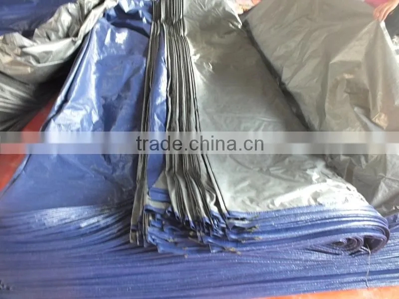 tarpaulin 3x3 polypropylene sliver/blue colour triangle plastic rope waterproof outdoor cover manufacture directly hot sell