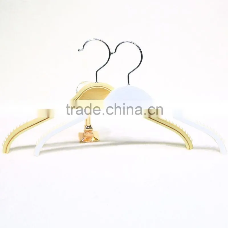 Wooden clothing hanger with non-slip film