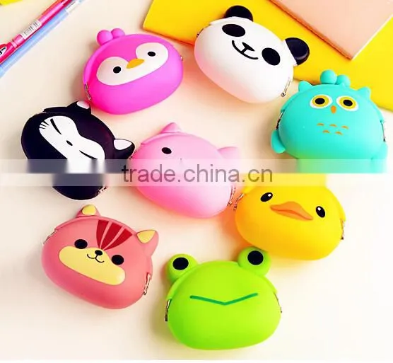 Hot style lovely mini coin purse soft circular cartoon silicone coin purse