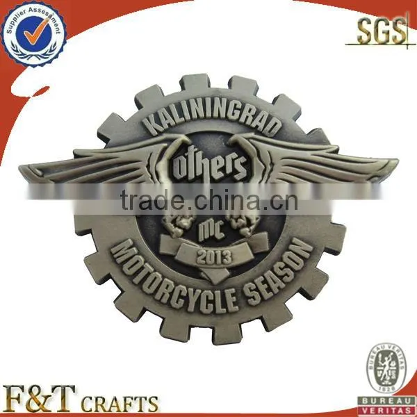 custom shaped 3D gold die cast metal badge