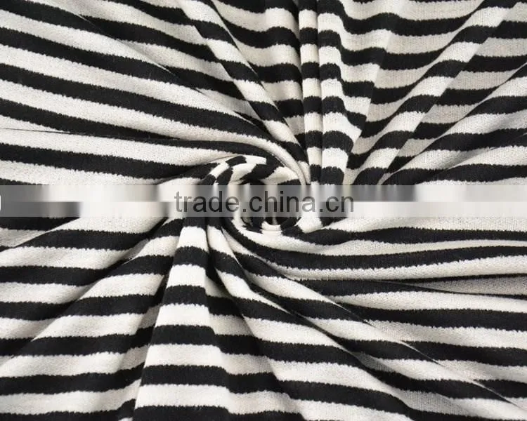 Jiufan textile black white stripe silk fabric by sweater knitting machine