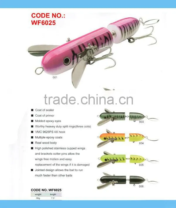 9+ years Wholesaler & OEM Manufacturer ,Hirun fishing tackle,vivid swim action crank bait hard wood lures WF6024
