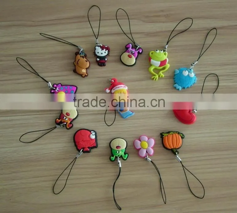 3D polar bear design rubber PVC phone strap pendant charm
