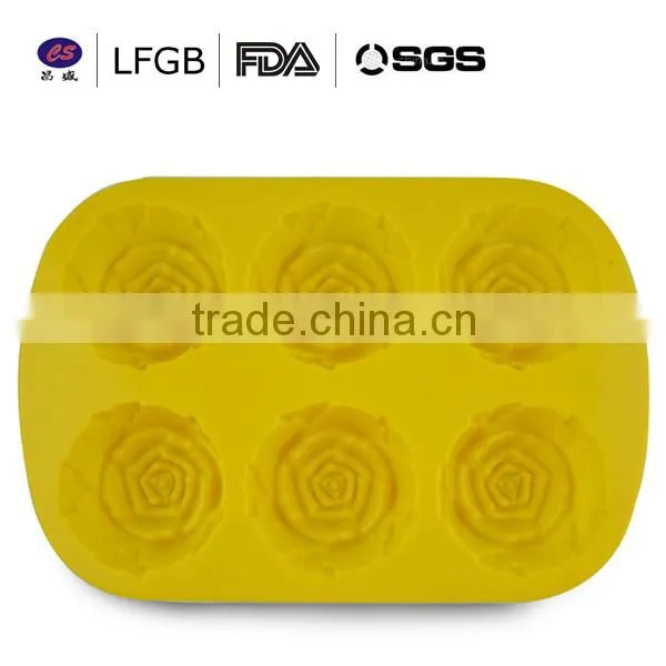 with stock! fashionable customized professional six rose flower shape silicone cake mould