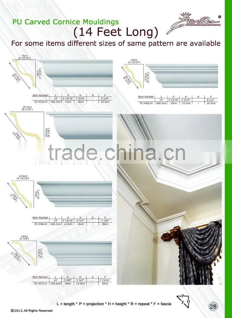 2016 Polystyrene High Quality beautiful PU decorative corbel eps cornice moulding
