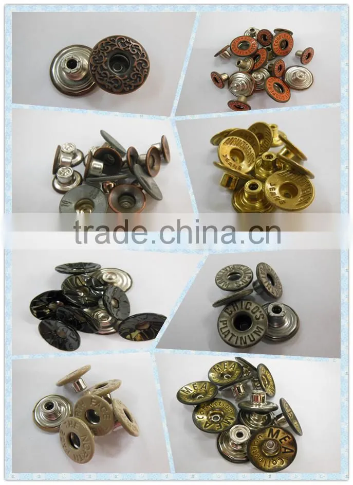 Fashion Metal Shank Button / Rivet Jean Button