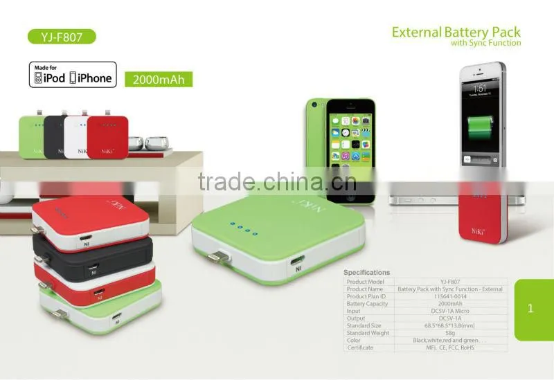 2000mAh Mili Battery Pack For iPhone 5 5C 5S
