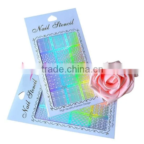 36 designs reusable finger nail stencil,hot nail airbrush stencil