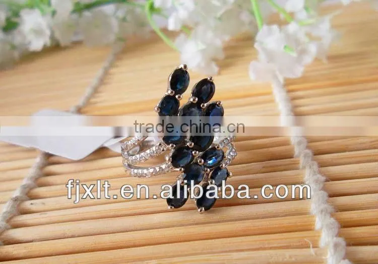 Newest European Style Blue Sapphire Gemstone Silver Ring