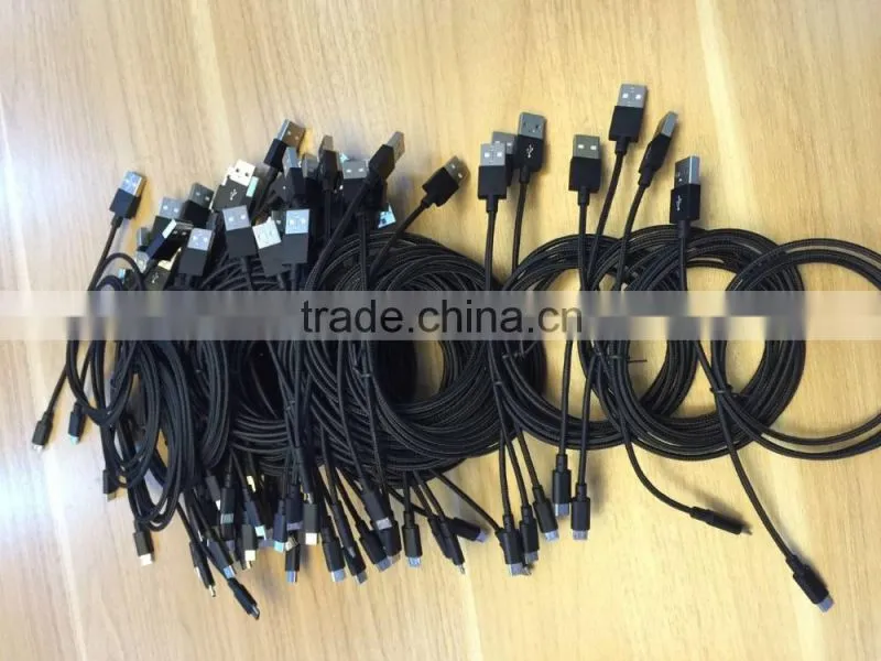 1M fabric braided micro usb cable for mobile phone