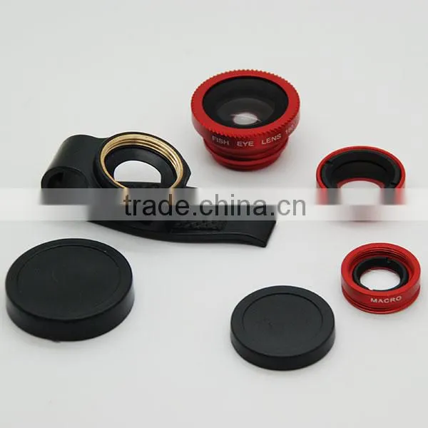 optics 3 in 1 lens kit 0.67x wide angle +macro +fisheye lens for iphone6 camera lens for smartphone