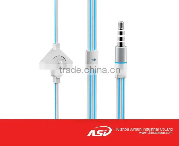 Mobile Phone Metal Earphone With Flat Cable