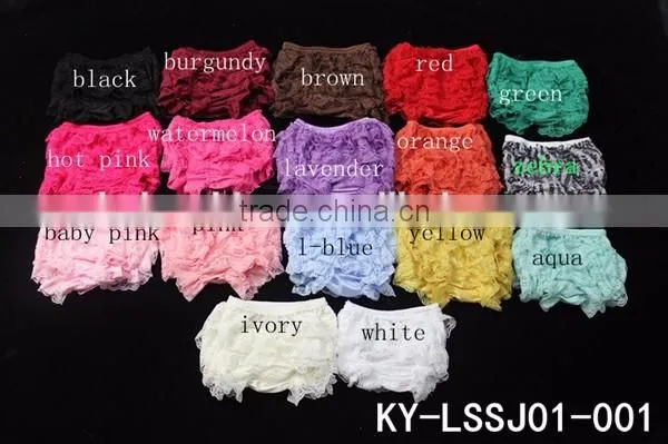 2016 design cheap hotsale lace solid color bloomers for kids