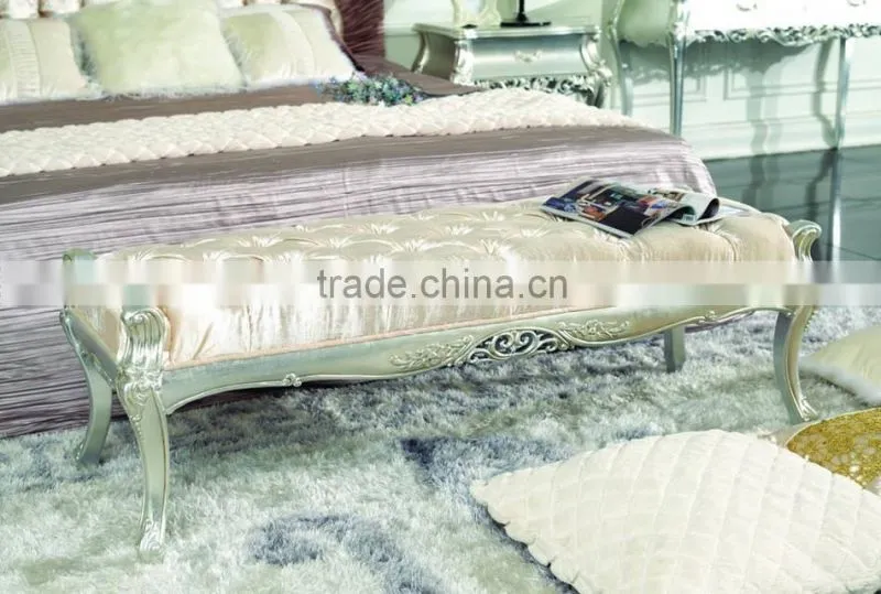 Royal luxury European style bedroom furniture set, antique Bed Bedside table Dressing table Bench